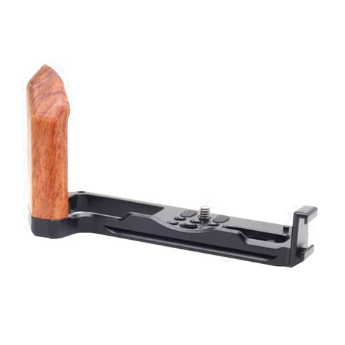 Easy Hood Camera Hand Grip for Fuji Fujifilm XT4 X-T4, Aluminum Alloy Video Bracket Accessories with Arca Swiss Plate, Wooden Side Grip and Cold Shoe Mount