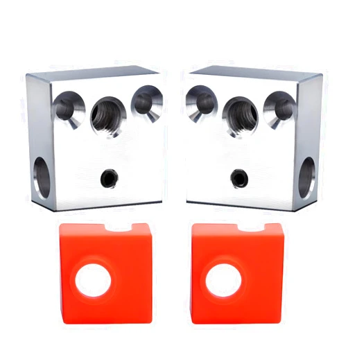 Newwish Ender 3 CR-10 Heater Block,MK8 Aluminium Heating Block Upgrade with Silicone Socks for All Metal Hotend for Ender 3/V2/Pro/Ender 5/Pro/CR10/CR-10S Original Hotend.(2PCS)