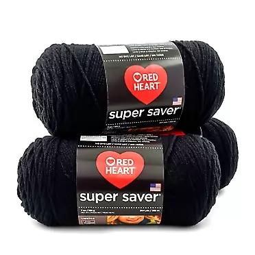 RED HEART Super Saver 3-Pack yarn, BLACK 3 Pack