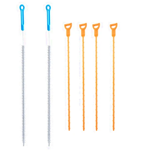 FOMMEN Sink Hair Snake Drain Cleaning Brush 2 Pack, 4 Pack Sewer Hair Catcher，Drain Clog Remover Hair Cleaning Tool