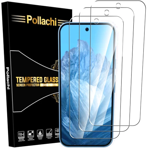 Pollachi Glass Screen Protector for Pixel 9/pixel 9 pro Tempered Glass Screen Protector Film for Pixel 9/pixel 9 pro,9H Hardness,Anti Scratch,Bubble Free Protective Film 3-Pack