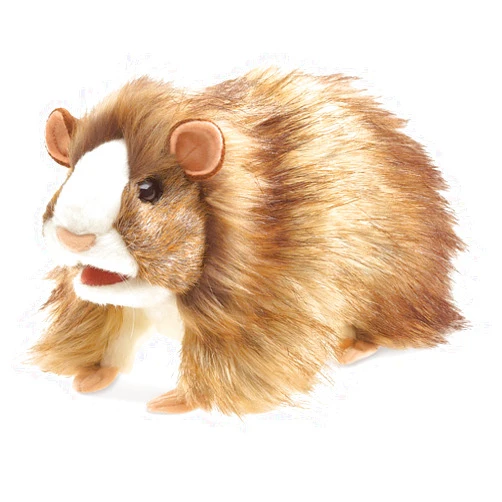 Folkmanis Guinea Pig Hand Puppet Plush, Brown/Light Tan/White