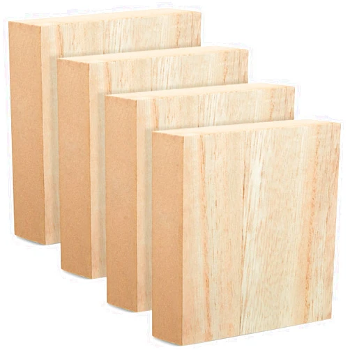 Bright Creations Unfinished MDF Wood Blocks for Crafts, 1 in Thick Wooden Square Blocks (4x4 in, 4 Pack)