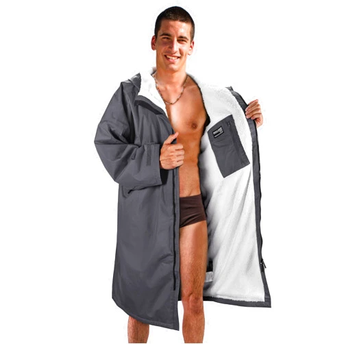 Catalonia Swim Parka for Men Women, Oversized Waterproof Surf Jacket, Warm Sherpa Lined Coat, Changing Poncho Robe