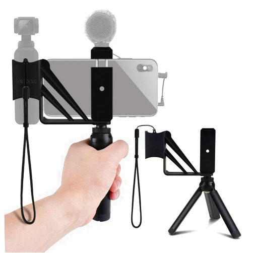 Alcoon Aluminum Handheld Phone Holder Tripod Mount Stand Compatible for DJI Osmo Pocket Accessories with Cold Shoe Interface and 1/4 Inch Thread