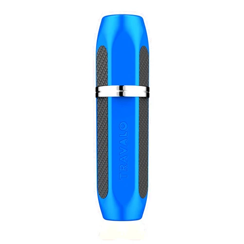 Travalo Vector Travel Perfume Atomizer with U-Change System - Leak-Proof and TSA Approved for Air Travel - Stylish Mini Perfume Refillable Bottle with Case - Blue 0.17oz