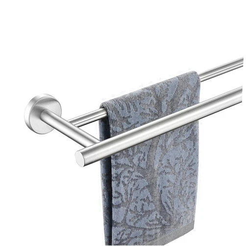 JQK Double Towel Bar, 24 Inch 304 Stainless Steel Thicken 0.8mm Bath Towel Rack for Bathroom, Towel Holder Brushed Wall Mount, Total Length 27.16 Inch, TB100L24-BN