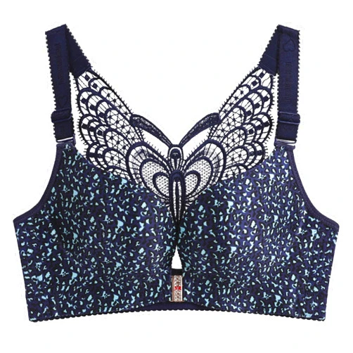 XMSM Plus Size Women's Leopard Bra Front Closure Bra Beauty Back Lingerie Wireless Everyday Bralette Tops (Color : Blue Leopard, Size : 36/80C)