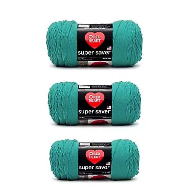 Red Heart Super Saver Jade Yarn - 3 Pack of 198g/7oz - Acrylic - 4 Medium (Worsted) - 364 Yards - Knitting/Crochet