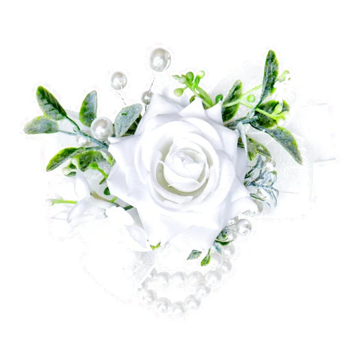 Jackcsale White Rose Wrist Corsages for Wedding Ceremony Anniversary, Wrist Corsages for Mother of Bride and Groom, Artificial Flowers Wrist Corsage for Bridesmaid Girl Party Prom
