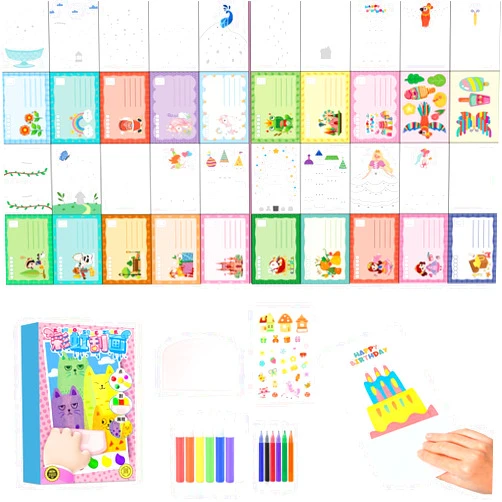 Generic 35Pcs DIY Rainbow Scratch Art Rainbow Scratch Paper Set Rainbow Scratch Art Painting Notebook Books Scratches Art for Kids DIY Postcards Dot Painting Paper Rainbow Party Favors for Boys and Girls