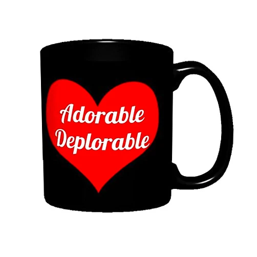 Deplorable Diva Adorable Deplorable Mug, Black with Red Heart