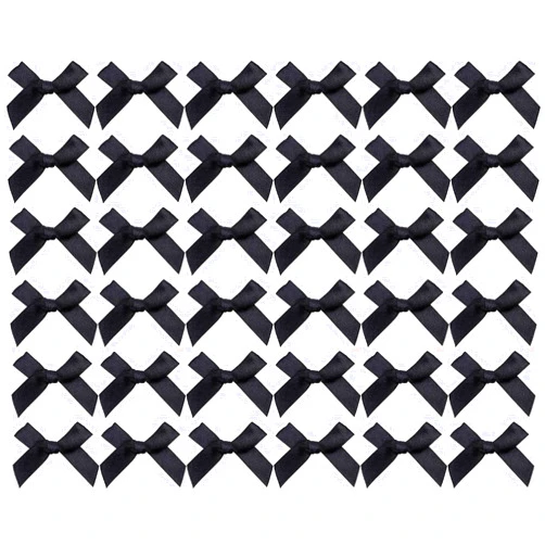 Tupalizy Ribbon Bows Mini Satin Fabric Bows Flowers for DIY Craft Sewing Scrapbooking Wedding Christmas Party Favors Bakery Treat Gift Box Decoration Packaging, 50x50x12mm, 50PCS (Black)