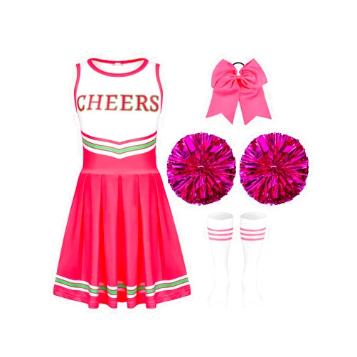 Haysandy Girls Cheerleader Costume Outfit Set Fancy Dress for Halloween Party Birthday, Pink