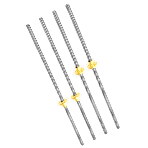 QWORK 4 Pack T8 300mm Lead Screw and Brass Nut (Acme Thread, 4 Starts, 2mm Pitch, 8mm Lead) Used in 3D Printer