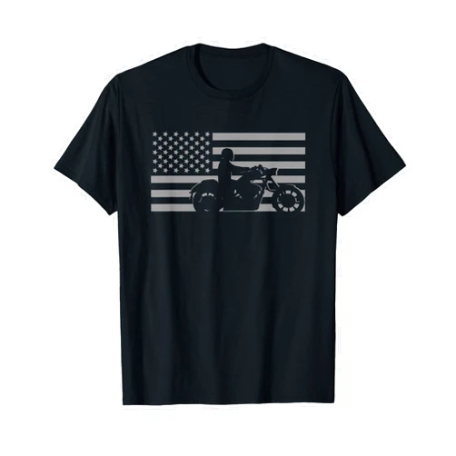 BASBO American Flag Biker Motorcycle Short Sleeve T-Shirt