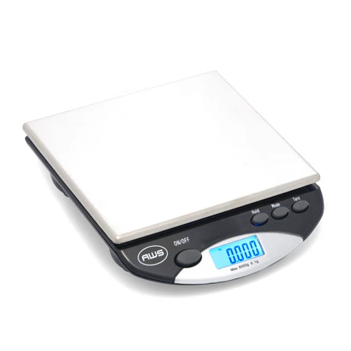 American Weigh Scales Digital Postal/Kitchen Scale, Stainless Steel Surface, Backlit LCD Screen AMW13-BK13 lb./6 kg, Black