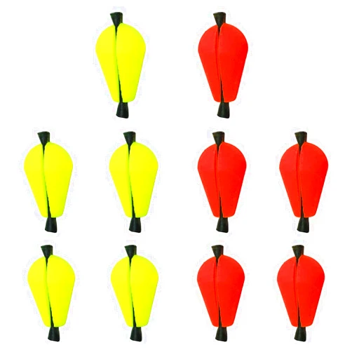 WHYHKJ 10pcs Float Foam Water Drop Strike Indicators Teardrop Floating Bobber Indicators Fly Fishing Accessory (5 x Fluorescent Yellow + 5 x Red)