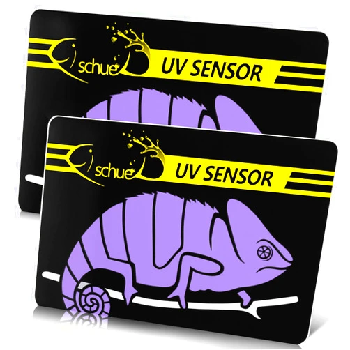 Fischuel Quick Test UVB Sensor, Reptile UV Tester Heating Lamp Photochromic UVB Card Indicator，Available with UVB, Suitable for Sunglass Test & Sterilizing, Over 500 Times Reusable (2 Packs)