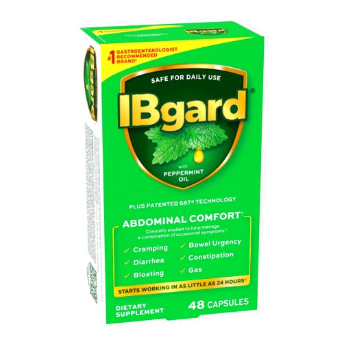 IBgard Gut Health Supplement, Peppermint Oil Capsules for Abdominal Comfort, 48 Capsules (Packaging May Vary)