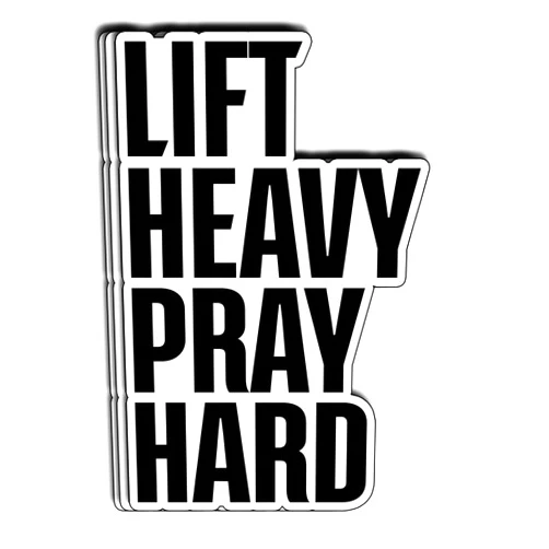 ATRADUNI (3Pcs) Lift Heavy Pray Hard Sticker Christian Fitness Gym Faith Workout Aesthetic Waterproof Stickers for Water Bottle Laptop Tumbler Bible Journal Gym Bag Gifts for Men Women Size 2