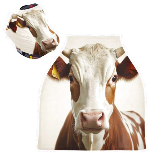 Kigai Cute Cow Baby Car Seat Covers for Newborn, Breathable Nursing Cover for Breastfeeding Moms, Baby Stroller/Shopping Cart/Stretchy Carseat Cover for Boy & Girl