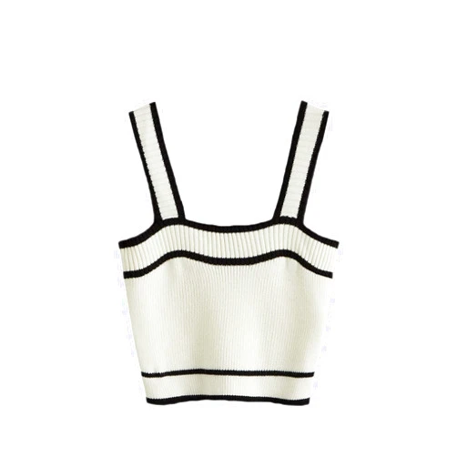 SweatyRocks Women's Sleeveless Ribbed Knit Spaghetti Strap Crop Cami Tank Top Crop Tops