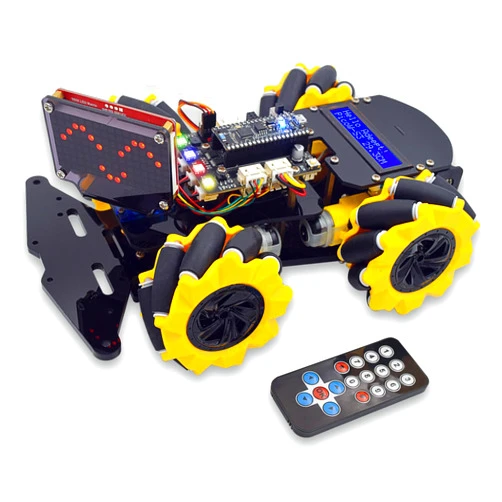 Adeept 4WD Robot Kit Omni-Directional Mecanum Wheels Car for ESP32-S3 Banana Pi PicoW-S3 DIY STEM Remote Educational Robotic with LCD1602 Display, Python Code PDF Tutorials for Adult Kids Gift