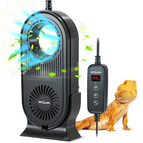REPTI ZOO Reptile Glass Terrarium Air Purifier,Carbon Filter Reptile Dehumidifier Air Cleaner with Timing for Bearded Dragon,Lizard,Tortoise,Snake