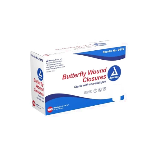 PackagingSuppliesByMail Butterfly Wound Closures Bandages 3/8 Inch x 1 13/16 Inch, Pack of 100, MS-20100