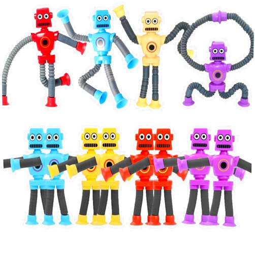 WUCLUD 24PCS Telescopic Suction Cup Robot Toy,pop Tubes,Toys for Kids,Toddler Travel Toys,Toddler Sensory Toys,figette Toys,Fidget Toys for Kids,Treasure Box prizes,Small Toys for Kids prizes