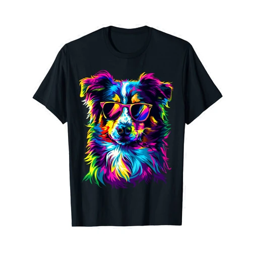 Sunglasses Australian Shepherd Designs Australian Shepherd Lovers Pop Art Funny Australian Shepherd T-Shirt