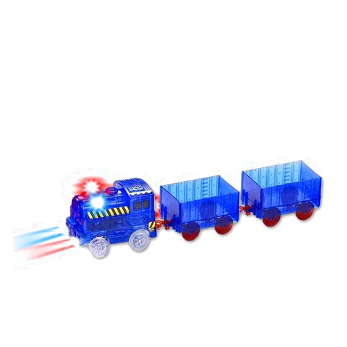 VINSOO Racing Track Accessories Blue Track Train Replacement Only, Multi-Color Light Up Flashing LED Glow in The Dark Trains Accessories