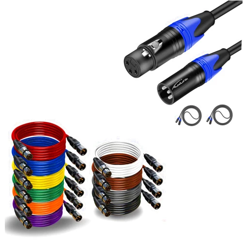 AuxLink XLR Cables 25ft 2pack and Color Coding XLR Cables 25ft 6packs PVC Jacket Microphone Cables