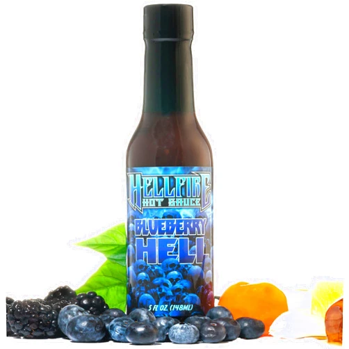 Hellfire Hot Sauce Hellfire Blueberry Hell Hot Sauce with Carolina Reaper Peppers, Gourmet, Award-Winning Fruit-Based Hot Sauce, 5 oz.