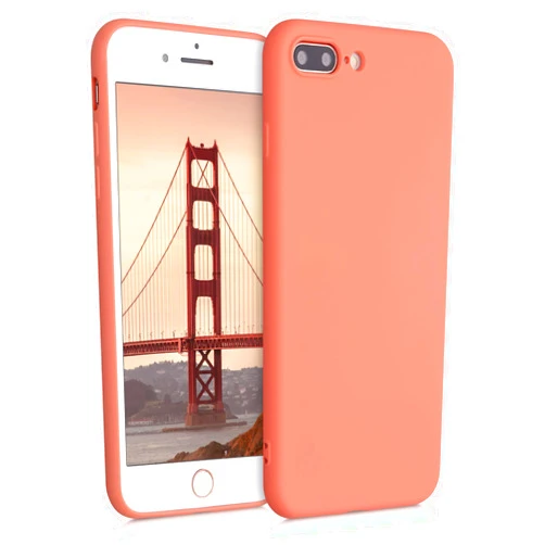 kwmobile Case Compatible with Apple iPhone 7 Plus/iPhone 8 Plus Case - Slim Protective TPU Silicone Phone Cover - Summer Orange