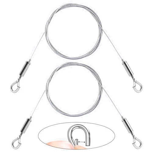 Decymis 2PCS Adjustable Picture Hanging Wire Kit, 6.6FT Wire for Hanging Pictures, Heavy Duty Stainless Steel Picture Wire for Photo Frame Picture, Artwork, Mirror Hanging, Supports up to 60lbs