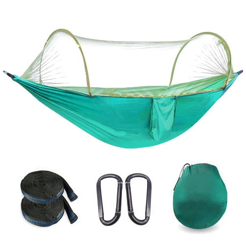 OOKU Lightweight Portable Hammock with Tree Straps - Nylon Parachute Hammock with Mosquito Net for 2 Person, Outdoor Backpacking, Hiking, Backyard