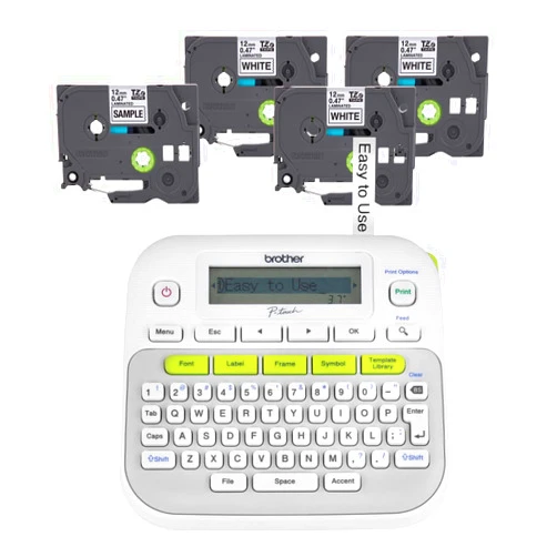 Brother P-Touch PT-D210 Label Maker Value Bundle Includes 4 Label Tapes, Easy-to-Use, Home and Office Organization, White