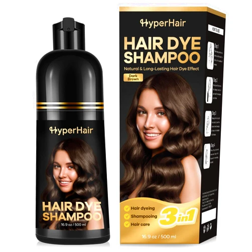 HyperHair Dark Brown Hair Dye Shampoo, Shampoos for Color Treated Hair, Hair Dye Shampoo 3 In 1, Hair Dye, Shampoos for Gray Hair for Women & Men, Long Lasting & Coverage