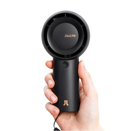 JISULIFE Portable Handheld Turbo Fan [18H Max Cooling Time], 6000mAh USB Rechargeable Personal Battery Operated Lash Small Pocket Fan with 5 Speeds for Travel/Outdoor/Home/Office - Black