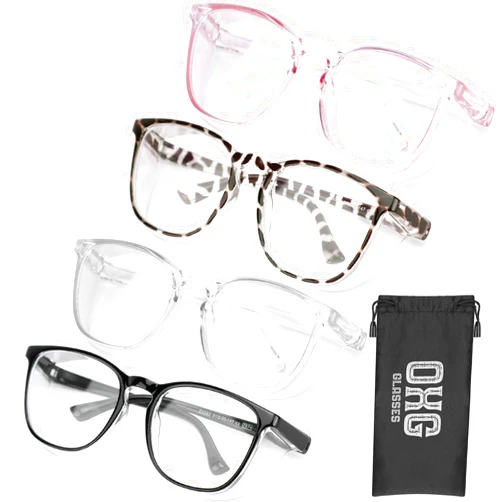 OXG 4 Pack Anti-Fog Safety Glasses, Z87.1+ Stylish Safety Goggles - Blue Light Blocking Protective Eyewear for Nurse
