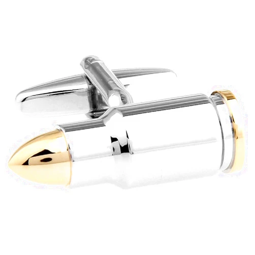 MRCUFF Bullet 2 Two Tone Shell Casing Army Police Pair Cufflinks in a Presentation Gift Box & Polishing Cloth