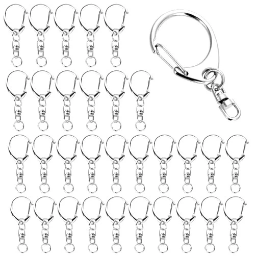 Roctee 50 pcs Lobster Clasp Key, Keychain Clip, Swivel Clasps Lanyard Snap Hook, DIY Crafts Key Chain, Lobster Claw Clasp (Silver)