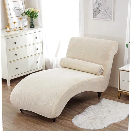 Catsandy Chaise Lounge Slipcover Velvet Chaise Lounge Cover Armless Lounge Chaise Slipcover Furniture Protector for Living Room Ultra Soft Machine Washable Solid (Jacquard Beige)