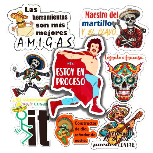 Magictodoor Mexican Hardhat Sticker Set - Funny Stickers Pack for Tools, Helmets, Water Bottles - Great for Men, Adults, Ironworkers, Linemen, Oilfield Workers, Electricians