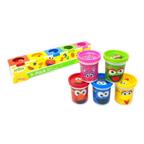 Leap Year Sesame Street Modeling Dough, 5-Pack, 3oz Cans, Assorted Colors, Elmo, Cookie Monster, Big Bird, Oscar the Grouch, Abby Cadabby, Non-Toxic, Ages 3 and Up