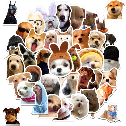 NADUSEP Funny Dog Meme Stickers, 50Pcs Cute Dog Stickers Puppy Decals Waterproof Vinyl Pet Stickers Pack for Laptop Water Bottle Luggage Skateboard Bumper Car, Party Supplies Decor