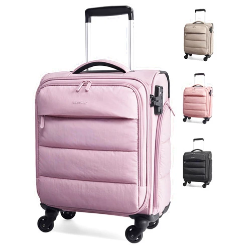 BAGSMART Underseat Carry on Luggage with Wheels, Soft Underseat Travel Luggage with PVC Wet/Dry Pockets, Lightweight Soft Personal Item Suitcase for Short Trip, Pinkish Purple