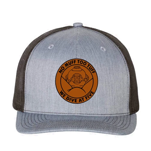 Handmade No Muff Too Tuff Hat, Richardson Cap, Butt Snorkeler Hat, Muff Diver Hat, Richardson Dad Hat, CapDaddy, Heather Grey Black